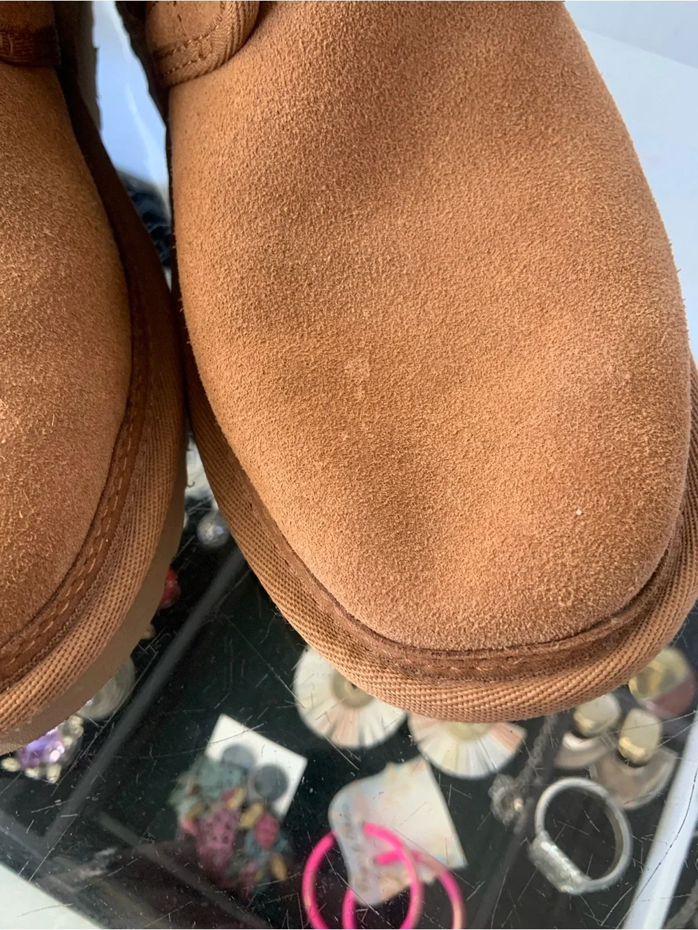 Discontinued UGG Chestnut Suede Ankle Booties with Strap